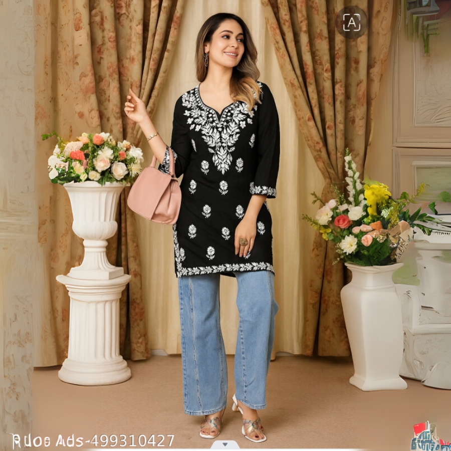 Midnight Grace Black Kurti