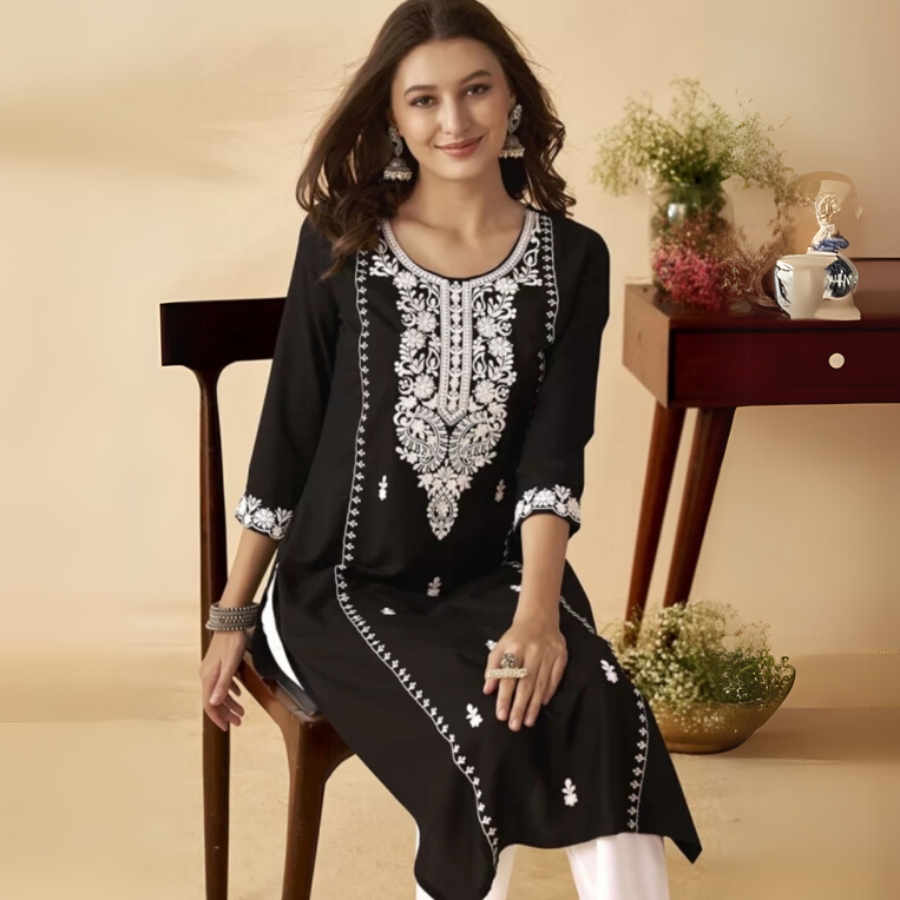 Classic Black U-Neck Kurti